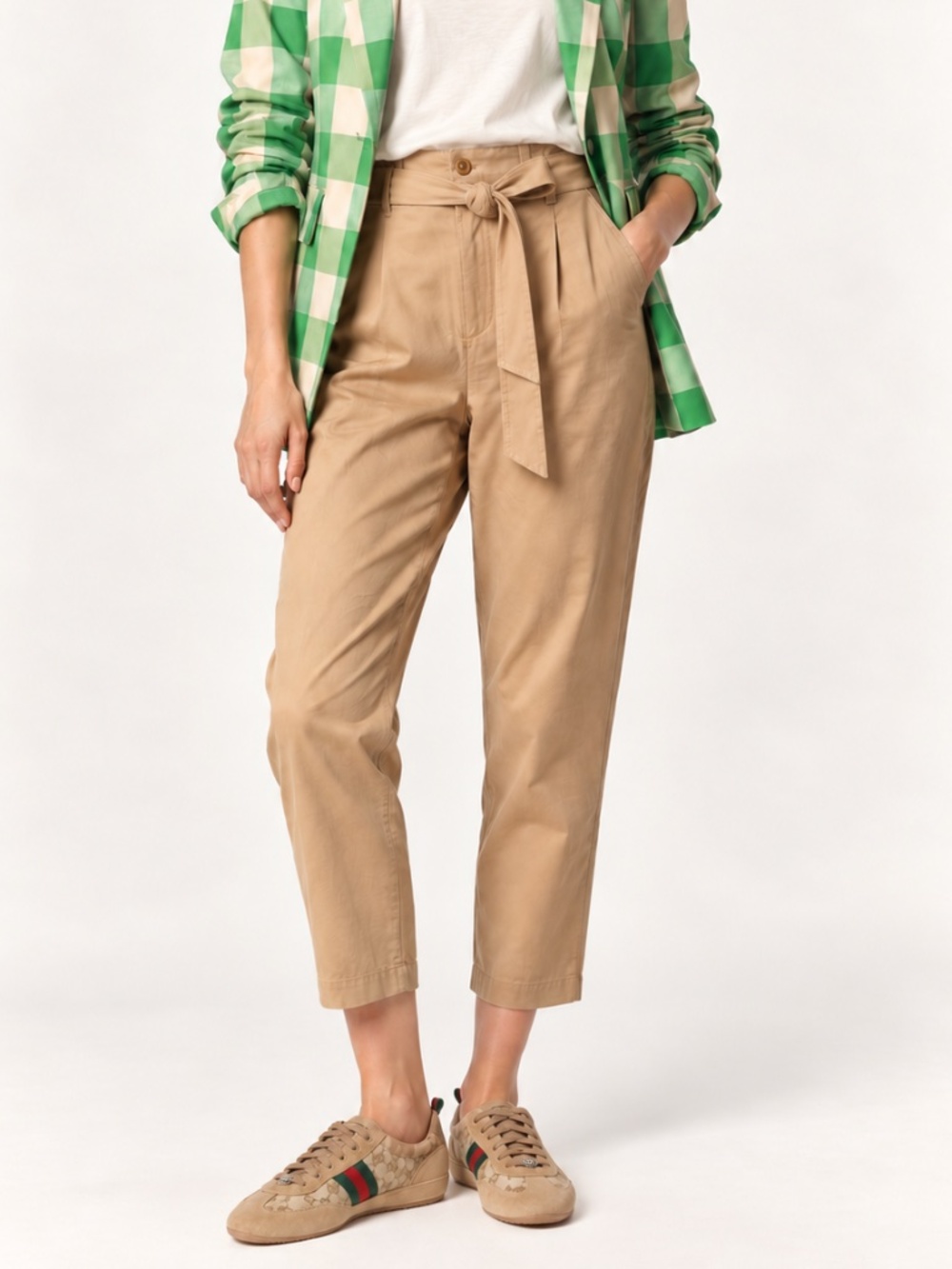 Hope for Flowers by Tracy Reese Khaki Organic Cotton Cropped Pants S